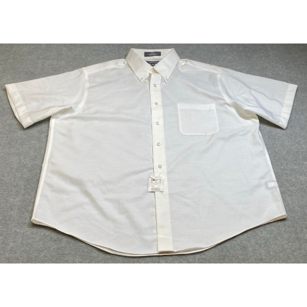 NWT Croft & Barrow Button Down Shirt Men 17.5 White Wrinkle Resistant Oxford